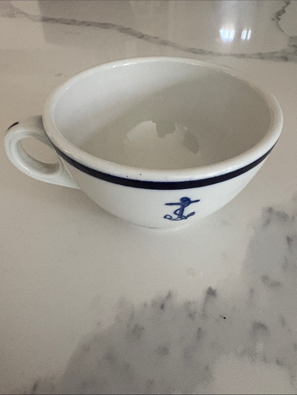 Sterling Nautical White Ceramic Naval Mug with Blue Anchor Accent